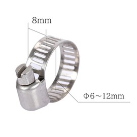 XSAJU Hose Band, Stainless Steel, Set of 10, 0.2 - 0.5 inches (6 - 12 mm), Hose Clamp, Adjustable, Screw Tightening (Φ 0.2 - 0.5 inches (6 - 12 mm), 10 Pieces