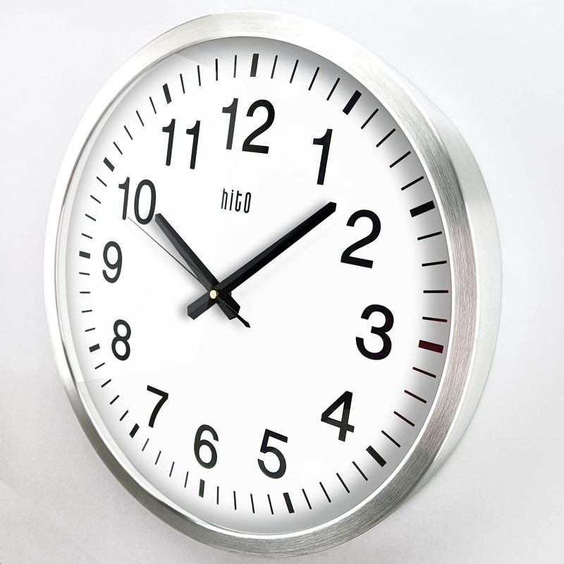 HITO 16" Silent Wall Clock Battery Operated Non Ticking Sweep