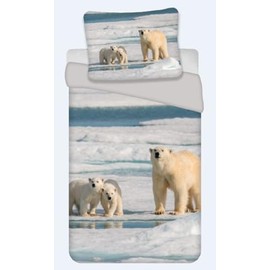 BrandMac Bed Linen Set with Polar Bear 135 x 200 cm 100% Cotton