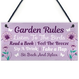 Red Ocean Garden Rules Novelty Hanging Plaque, Summer House Accessories, Garden Signs For Outside, Garden Shed Sign, Friendship Gift, Garden Signs, Home Decor Plaques