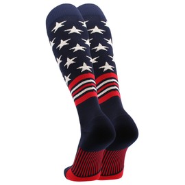 TCK USA American Flag Baseball Socks (Navy/Scarlet/White, X-Large)