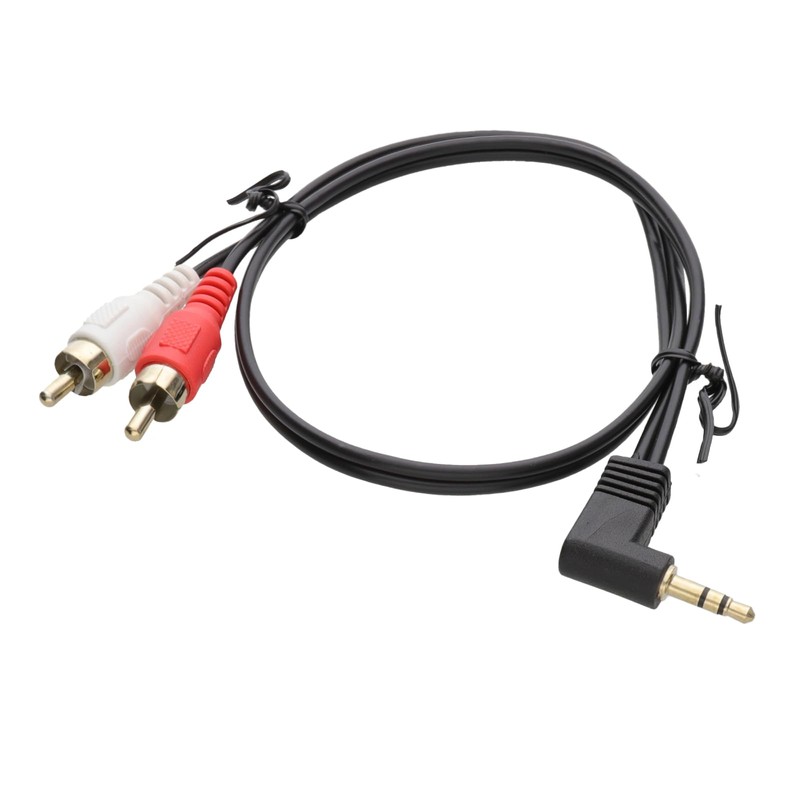 kenable Right Angle 3.5mm Stereo Jack to 2 RCA Phono