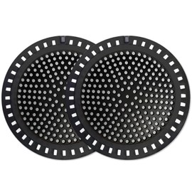 Seatery 2PCS Shower Hair Drain Catcher/Strainer/Cover/Filter/Trap, Hair Stopper Floor Drain, Stainless Steel with Silicone Edge Drain Protector, Black, 4.75 Inch Diameter