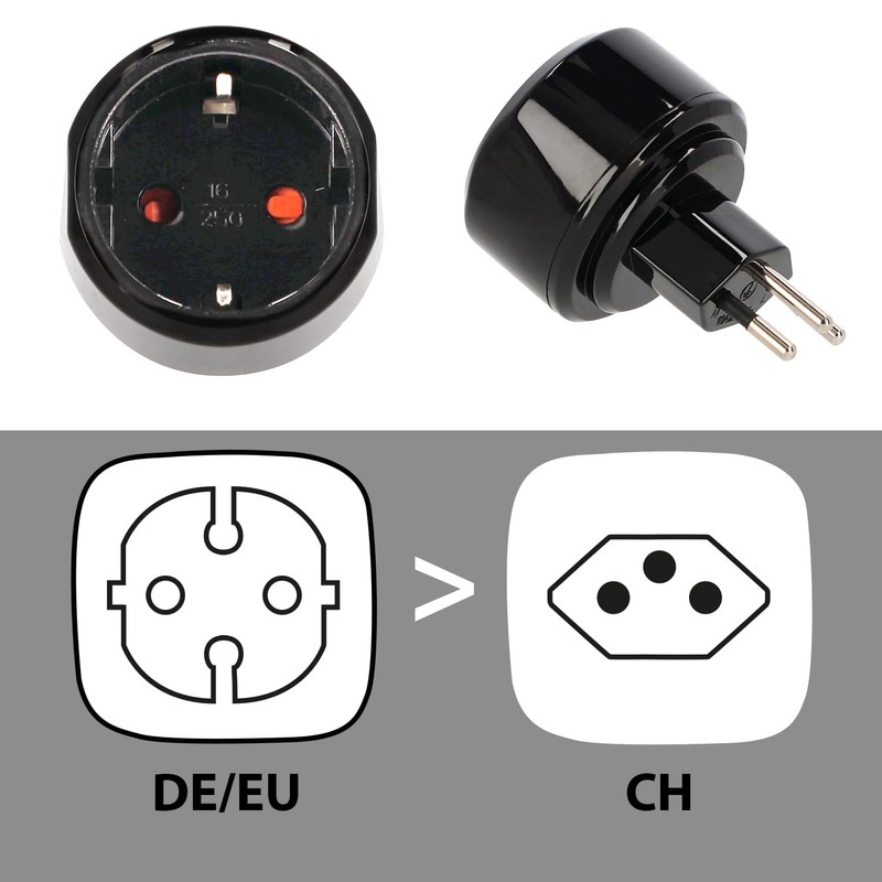 Set of 4 LED Universum travel adapters for earthing contact/Euro
