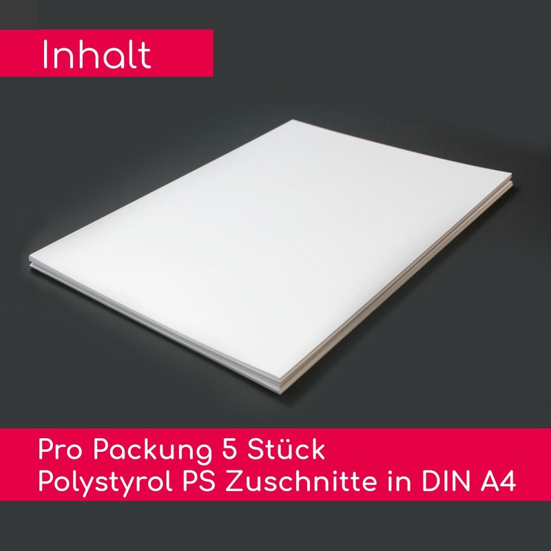 Set of 5 Polystyrene Panels White I DIN A4 Plastic