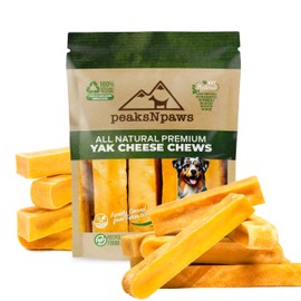 PeaksNpaws Himalayan Dog Chew, Yak Cheese Dog Treats, High Protein, Long Lasting Chews, Natural, Lactose Free Dog Treat for Aggressive Chewers Over 80 lbs, 16 Jumbo Treats, 100% Eco-Friendly Packaging