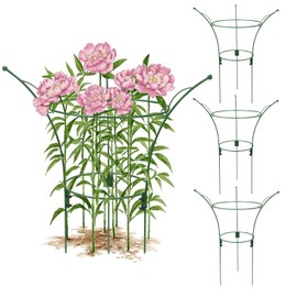 4 Pack Peony Cages and Supports Cages 13" D x 22.8" H Sturdy Metal Support Frame for Peonies & Roses Natural Bouquet Shape Garden Stakes for Outdoor Plants Flowers Ornamental
