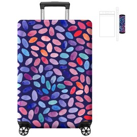 Aatacas Unique Printed Pattern Travel Luggage Cover, Luggage Tag and Luggage Handle Cover, Elastic Washable Anti-Scratch Suitcase Cover Protector (M: 24 Inch Luggage)