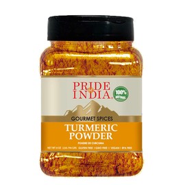 Pride of India – Natural Turmeric Ground – Traditional Indian Spice – Pantry Essential – Curcumin Rich and Gourmet – Ideal for Curries/Lentil/Meat/Pilaf – Easy to Use – 8oz. Medium Dual Sifter Jar