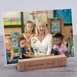 Interluxe Card Holder - Teacher with Heart - Greeting Card Holder Photo Holder Card Stand Place Card Holder Made of Wood