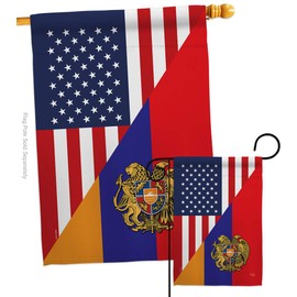 Breeze Decor Armenia US Friendship Garden House Flag Set Regional American Alliance World Country Particular Area Decoration Banner Small Yard Gift Double-Sided, Made in USA