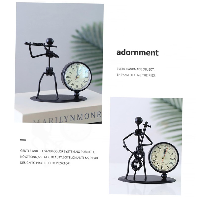 ABOOFAN 2pcs Iron Music Band Clock Shape Ornaments Retro Style