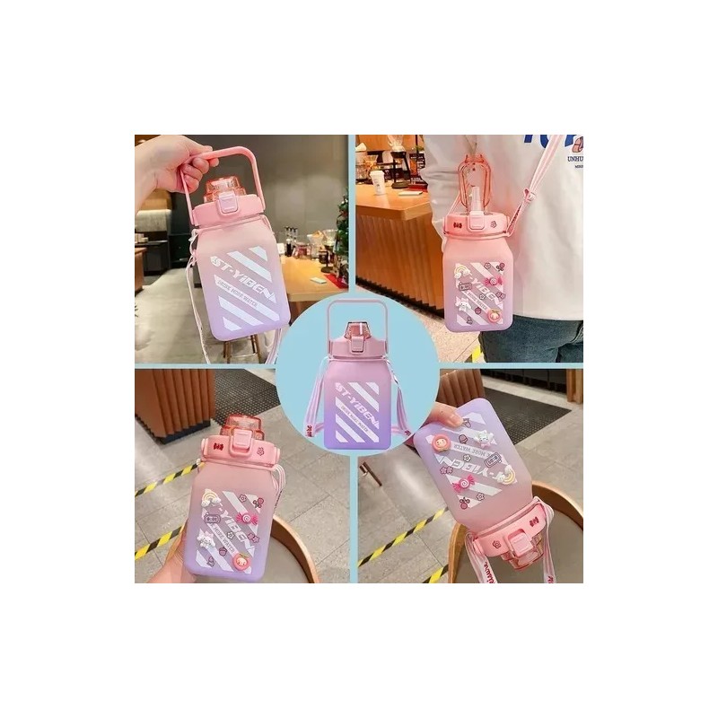 Total Supplier Botella De Agua Cuadrado Termo Motivacional Con Correa