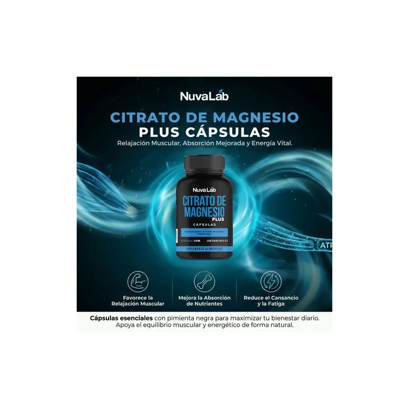 Citrato Magnesio Alta Absorción Capsulas 610mg Nuvalab Sabor