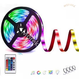 Moreka 5m Tira Led Luces Rgb 5050 Multicolor Decoración Sala Tv