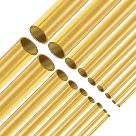 Eorbow 18 Pack 9 Sizes Brass Round Tube Set, Seamless Straight Brass Pipes, High Strength Metal Tubing for Model Hobby, 2mm 2.5mm 3mm 3.5mm 4mm 5mm 6mm 8mm 9mm OD x 0.5mm Wall Thickness 300mm Length