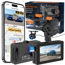 Voice Control Dash Cam Front and Rear 4K Built-in 5G WiFi GPS, 3 inch IPS Screen, Dual Dash Camera for Car Includes 64GB SD Card, Super Night Vision, 24H Parking Monitor, Supercapacitor, Type C, HDR