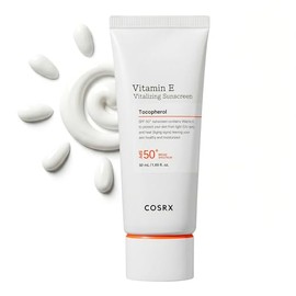 COSRX Vitamin E Sunscreen for Oily Skin SPF 50, Natural Glow Face Sunscreen, Lightweight, Non-Sticky, No White Cast, Hydrating, Beach Essentials, Summ
