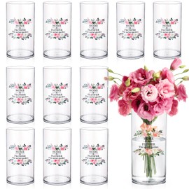 Ninehaoou 12pcs Acrylic Clear Cylinder Vase Flower Vase 8 Inch Acrylic Vase for Centerpieces Tall Flower Vase Clear Vases for Decor Flowers Wedding Centerpieces Home Plant Decorations Office Ornaments