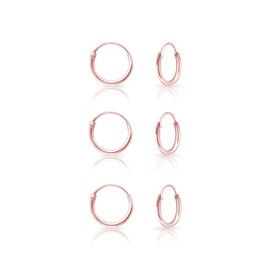 Set of 3 Small Hoops Earrings 10 mm - Rose Gold Hoop Earrings - Women Eearrings Hoops - Rose Gold Earrings - Small Gold Hoop Earrings - Rose Gold Sleeper Earrings - Cartilage Earrings