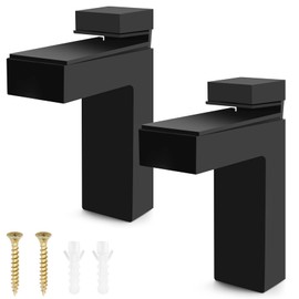 Pyatofyy 2Pcs Adjustable Wood/Glass Black Shelf Brackets, Floating Glass Clamp Glass Shelf Holders with Screw for 5-30mm Shelf