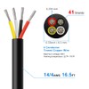 14 Gauge 4 Conductor Electrical Wire, 16.5FT 14AWG Black PVC