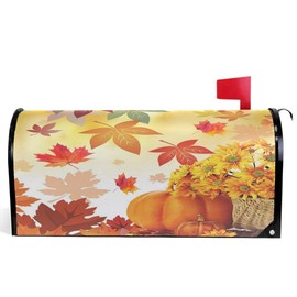 Wamika Sunflower Maple Leaves Pumpkin Autumn Fall Flowers Mailbox Covers Large Happy Thanksgiving Day Harvest Welcome Fall Yall Magnetic Mail Cover Letter Post Box Oversized 25.5" L X 21" W