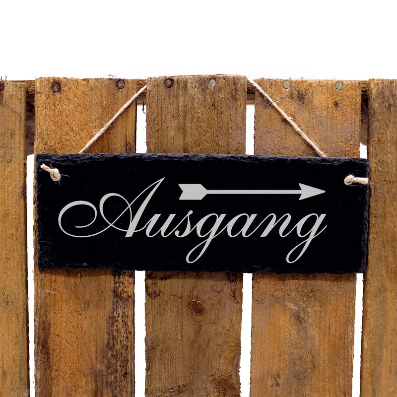Exit Sign with Arrow Left or Right - Slate Engraved
