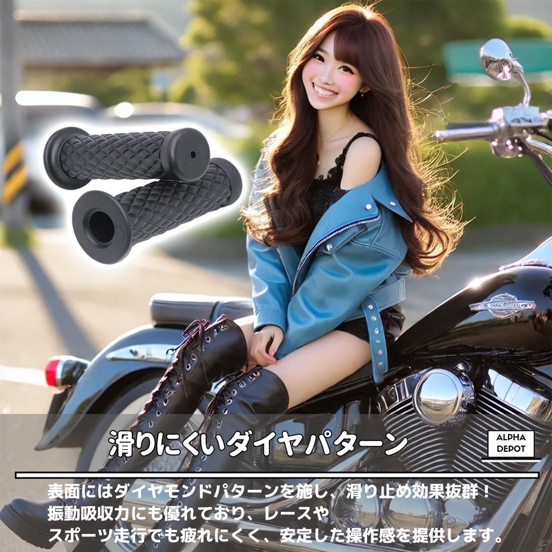 Alpha Depot Handle Grips, 0.9 inches (22.2 mm), Bike Grip,