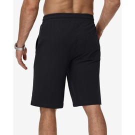 HMIYA Men's Shorts, Summer Sweat Shorts, Essential Terry Cotton, black, L