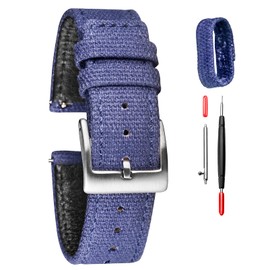 Hemsut Canvas Men' Watch Band, 20mm Watch Strap, Quick Release Military Replacement Watch Wrap for Men Women