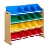 ECR4Kids 4-Tier Organizer with 16 Bins, Toy Storage, Natural/Primary