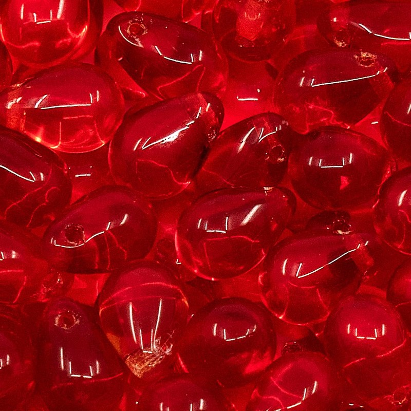 Czech 50-Piece Glass Beads, 6x9mm, Teardrop Siam Red