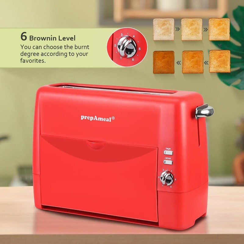 Long Slot Toaster 2 Slice Toaster with 6 Shade Settings,
