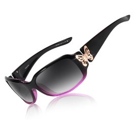 TJUTR Trendy Polarized Sunglasses for Women, Wrap Around Jackie-O Designer Sun Glasses UV400 Protection TS022