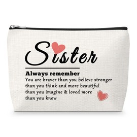 Sfodiary Sister Gifts from Sis Makeup Bag Inspirational Gift for Women Soul Sister Christmas Birthday Presents Friendship Cosmetic Bag BFF Bestie Mothers Day Presents Bride Shower Party Keepsake