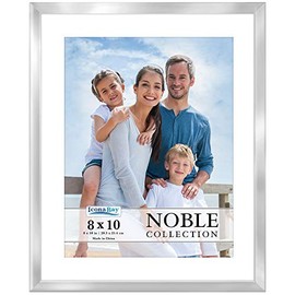 Icona Bay 8x10 Silver Picture Frame w/Mat, Modern Professional Frame, Noble Collection