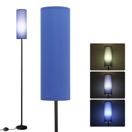 FRIDEKO HOME Floor Lamp with Blue Shade, Simple Design with Foot Pedal Switch, Small Tall Lamps for Living Room Bedroom Office, Corner Floor Stand Light with Black Pole Lamp (No Bulb/No Remote)