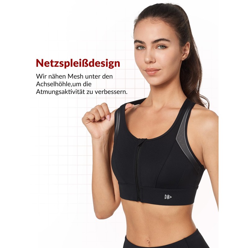 Yvette Strong Support Sports Bra Large Breasts with Front Closure
