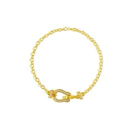 S.L JEWELERY Horseshoe Bracelet for Women with Cubic Zirconia,Horse Bracelet Brass14K Gold Jewelry for Mother Wife Sister Wedding Birthday,6.5"