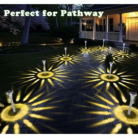 Bowfar Solar Lights for Outdoors, Pack of 6 Solar Lights Garden IP65 Waterproof Stainless Steel Garden Lighting, Warm White Solar Garden Lights for Outdoor, Patio, Lawn, Garden, Balcony, Paths, Yard