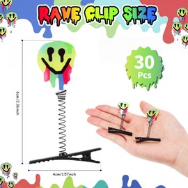30 Pcs Glow Rave Trinkets Festival Smile Hair Clip Rave Sprout