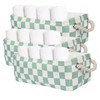 3PC Checked Long Narrow Storage Baskets 15x6x5 inch Small Fabric