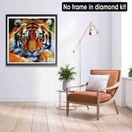 LOMSIOY DIY Diamond Painting Set Tiger 5D Diamant Painting Bilder Tier Mit Zubehör für Voll Full Drill Strass Stickerei Diamant Malerei Kristall Erwachsene Home Wall Décor 30×30 cm A