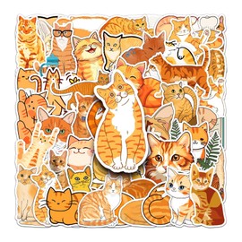 50 PCS Stickers for Orange Cat Water Bottle|Vinyl Waterproof Sticker for Laptop Skateboard Phone Car Decals for Teens Adults for Party Favors Supplies Decor (Cat Stickers)