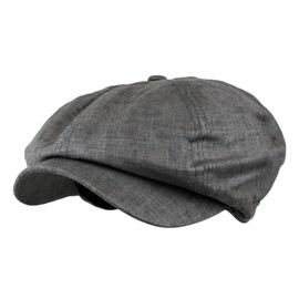 Men's Linen 8 Panel Applejack Gatsby Newsboy Ivy Hat (Grey)