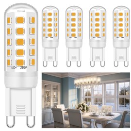 Ugvmn G9 LED Warmweiß 5W Entspricht 40W Halogenlampen, Kein Flimmern LED G9 Warmweiss 2700K, G9 Leuchtmittel LED Lampen, Glühbirne G9 420lm, AC 220-240V, Nicht Dimmbar, 5er Pack