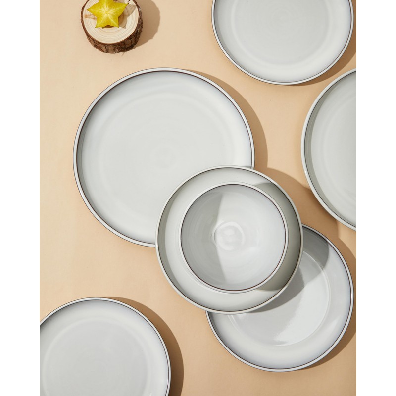 Pokini Santorini Mist Terracotta Reactive Glaze Plates and Bowls Sets,