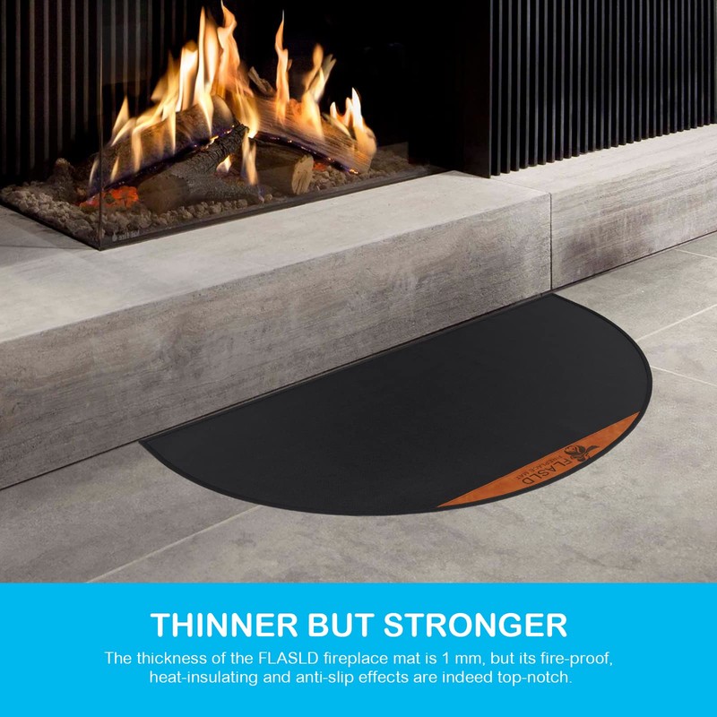 FLASLD Fireproof Fireplace Mat 28×48 Inch, Flame-Resistant Hearth Pad Area