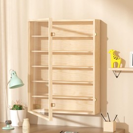 Wooden Wall Mount Display Case, Wall Mounted Collectibles Display Cabinet, 1:64 Scale Diecast Model Cars Display Storage Organizer Case for Bedroom Living Room Office